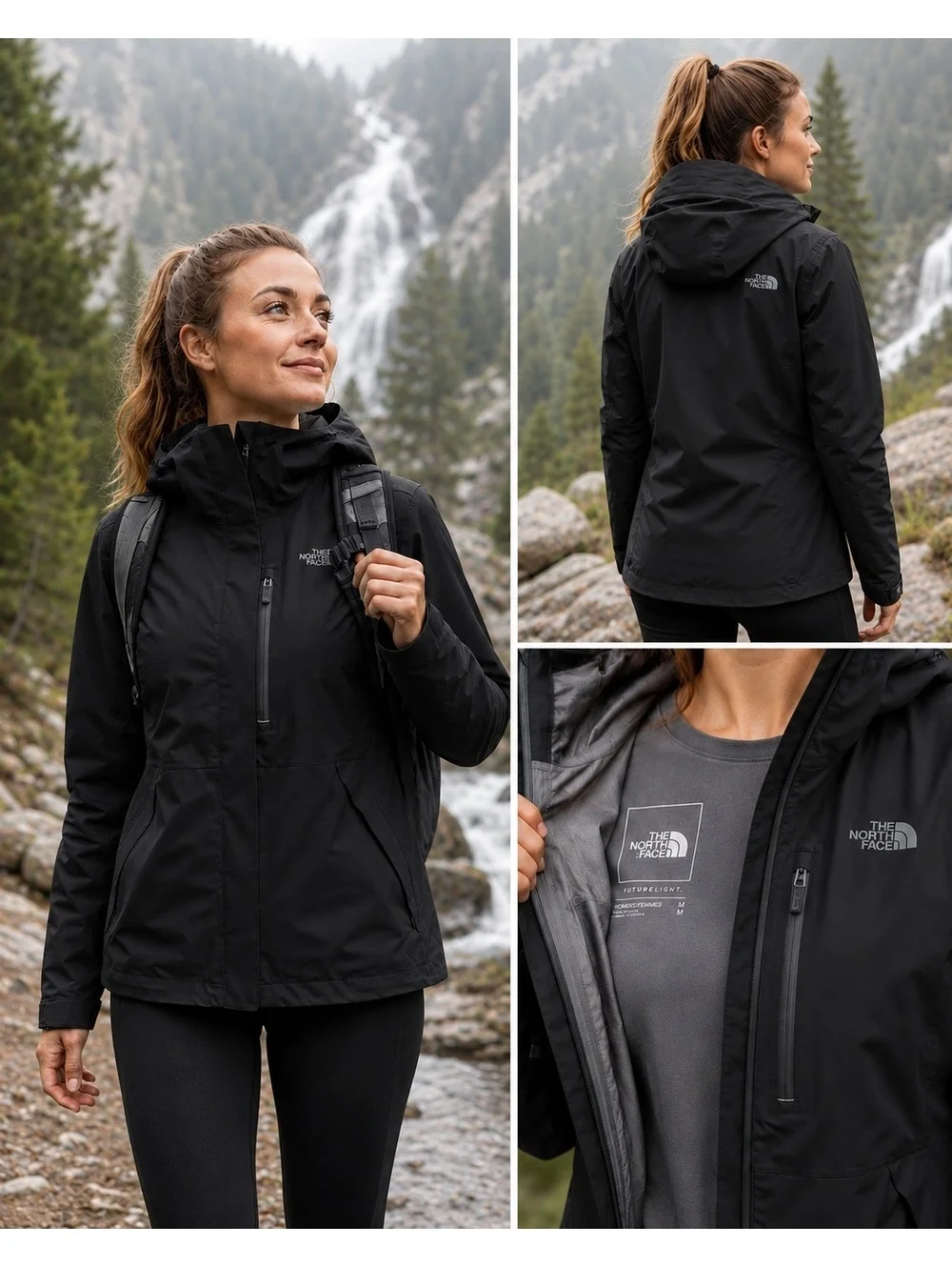 The North Face Women’s Antora Jacket Black FUTURELIGHT Waterproof Hooded Size M